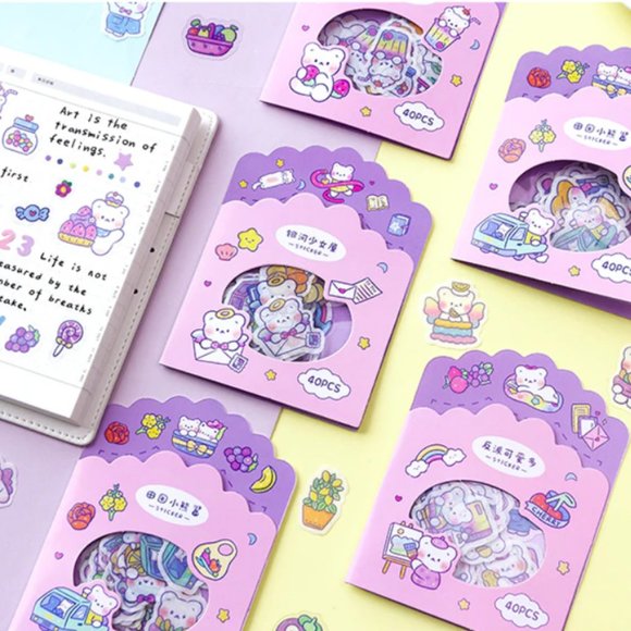 Cute Bear PVC & Washi Paper Sticker Pack - Picture 10 of 10
